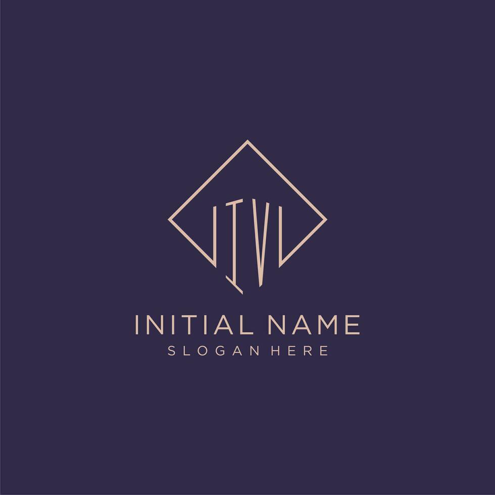 initialen iv logo monogram met rechthoek stijl ontwerp vector