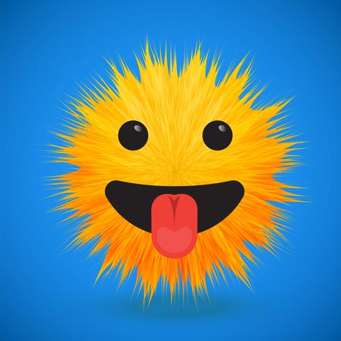 Hoog-gedetailleerd 3D bont smiley emoticon, vectorillustratie vector