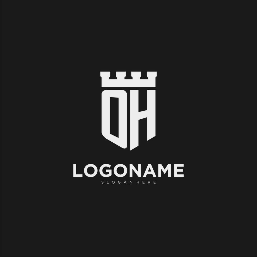 initialen Oh logo monogram met schild en vesting ontwerp vector