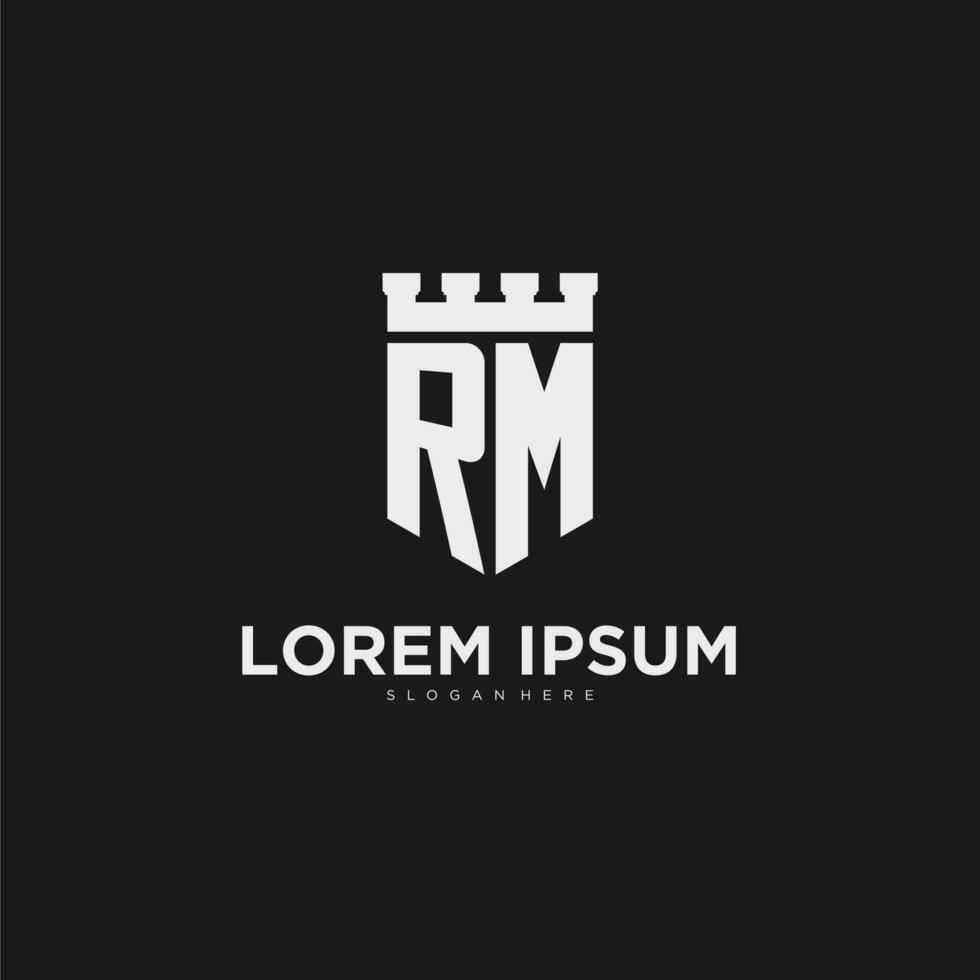 initialen rm logo monogram met schild en vesting ontwerp vector