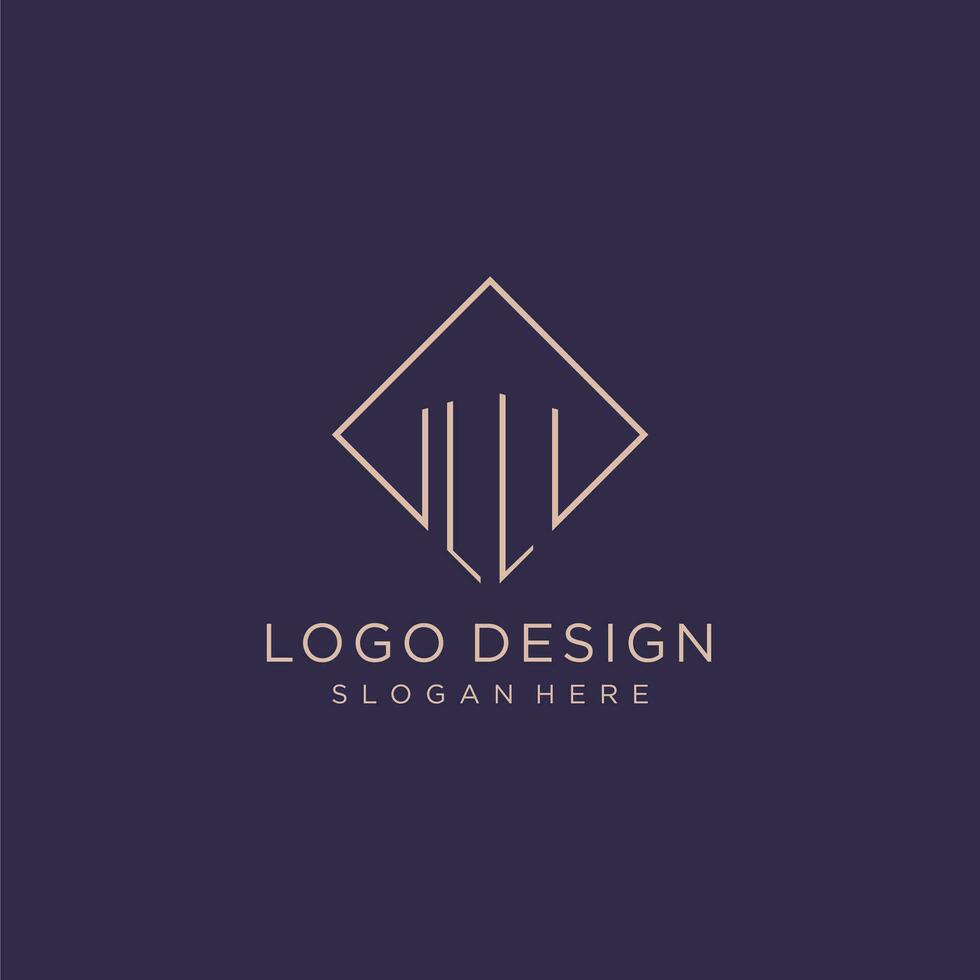 initialen ll logo monogram met rechthoek stijl ontwerp vector