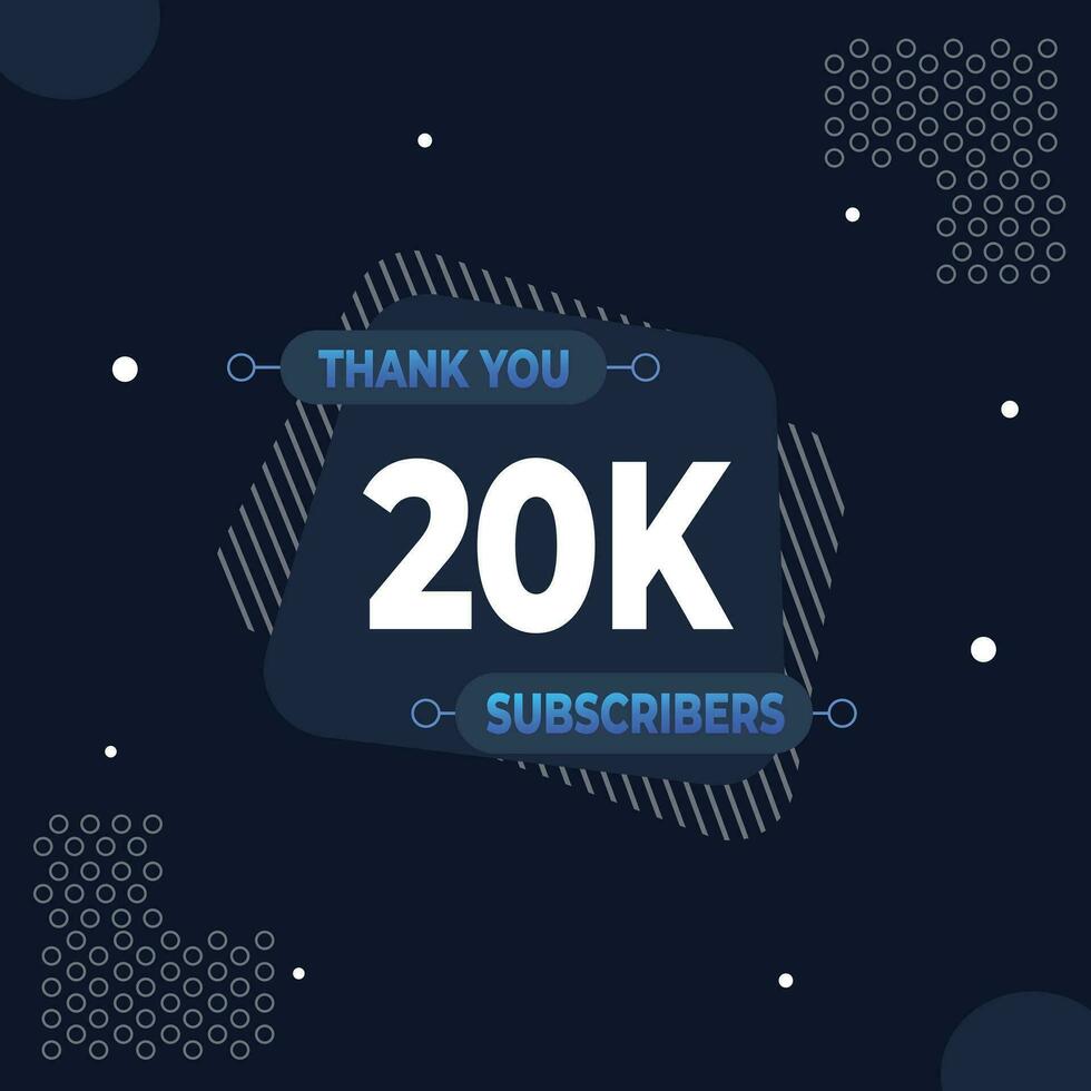 dank u 20k abonnees of volgers. web sociaal media modern post ontwerp vector