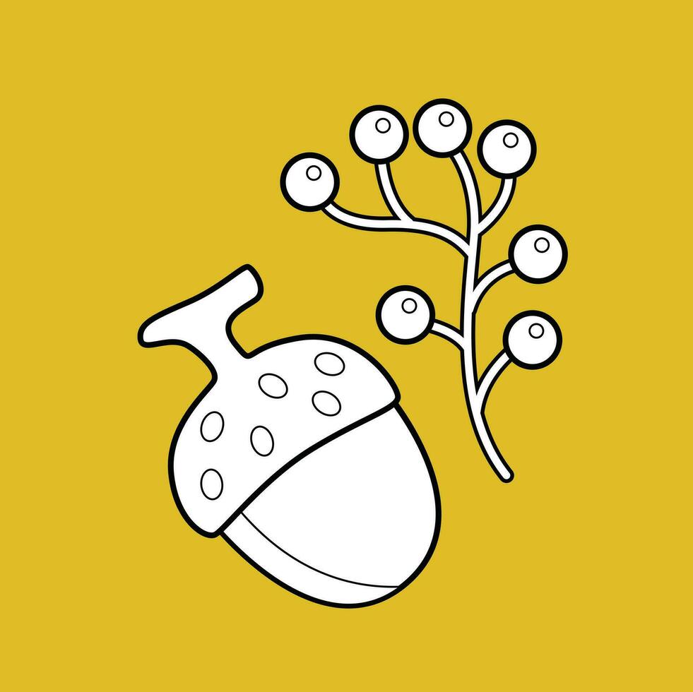 okkernoot planten boom natuur tekenfilm digitaal postzegel schets vector