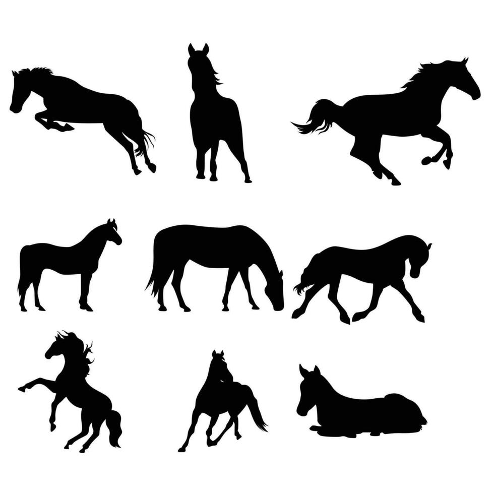 rennend paard zwart silhouet vector