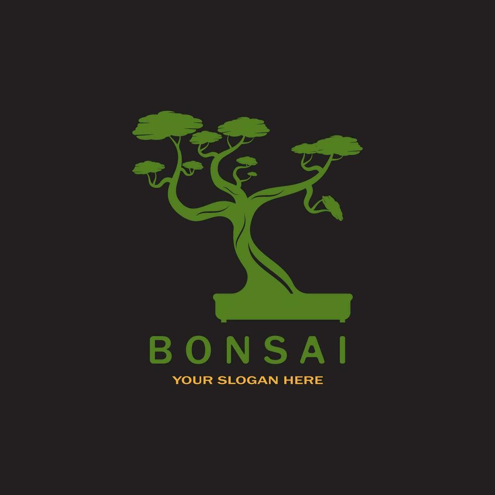 bonsai logo ontwerp. Japans mini klein fabriek boom silhouet logo ontwerp vector