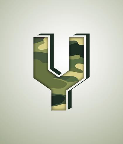 Camouflagekarakter, gedetailleerde vectorlettertypen vector