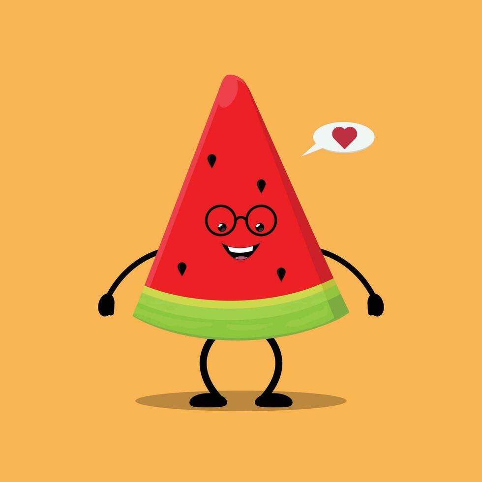 een tekenfilm watermeloen met ogen en poten vector