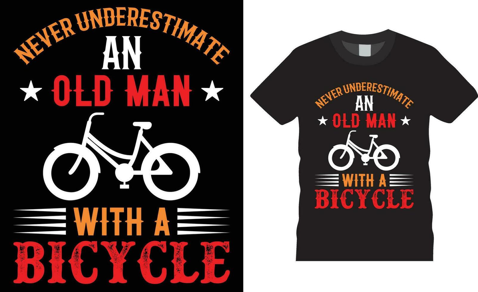 nooit onderschatten een oud Mens met een fiets fiets t-shirt ontwerp vector