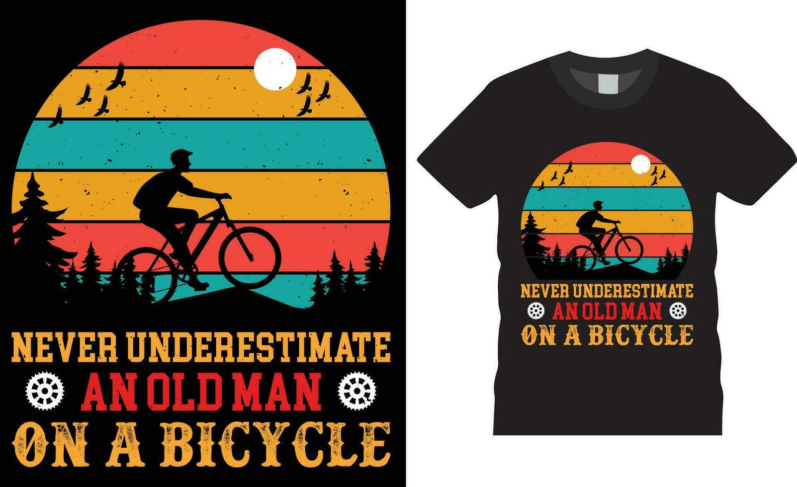 nooit onderschatten een oud Mens Aan een fiets fiets t-shirt ontwerp vector