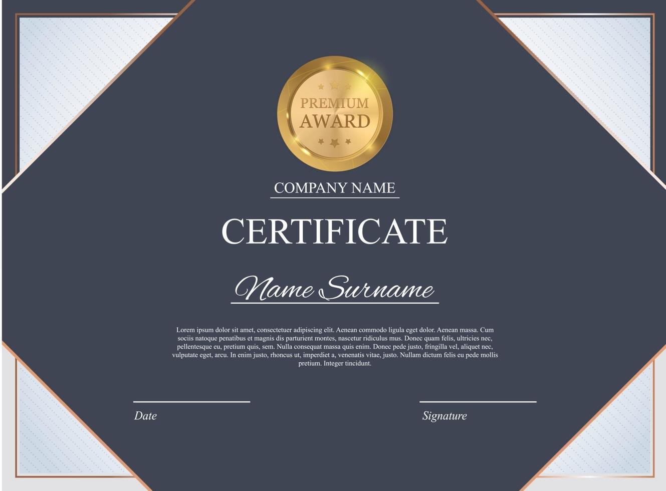 certificaat sjabloon achtergrond. award diploma ontwerp leeg. vector illustratie