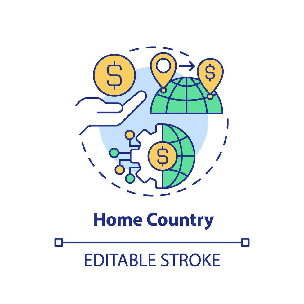 bewerkbare huis land icoon, geïsoleerd vector, buitenlands direct investering dun lijn illustratie. vector