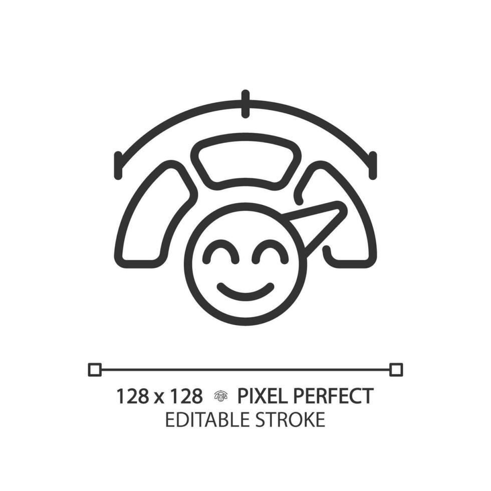 beoordeling schaal pixel perfect lineair icoon. vertegenwoordiging van klant tevredenheid. cliënt onderhoud evaluatie. dun lijn illustratie. contour symbool. vector schets tekening. bewerkbare beroerte