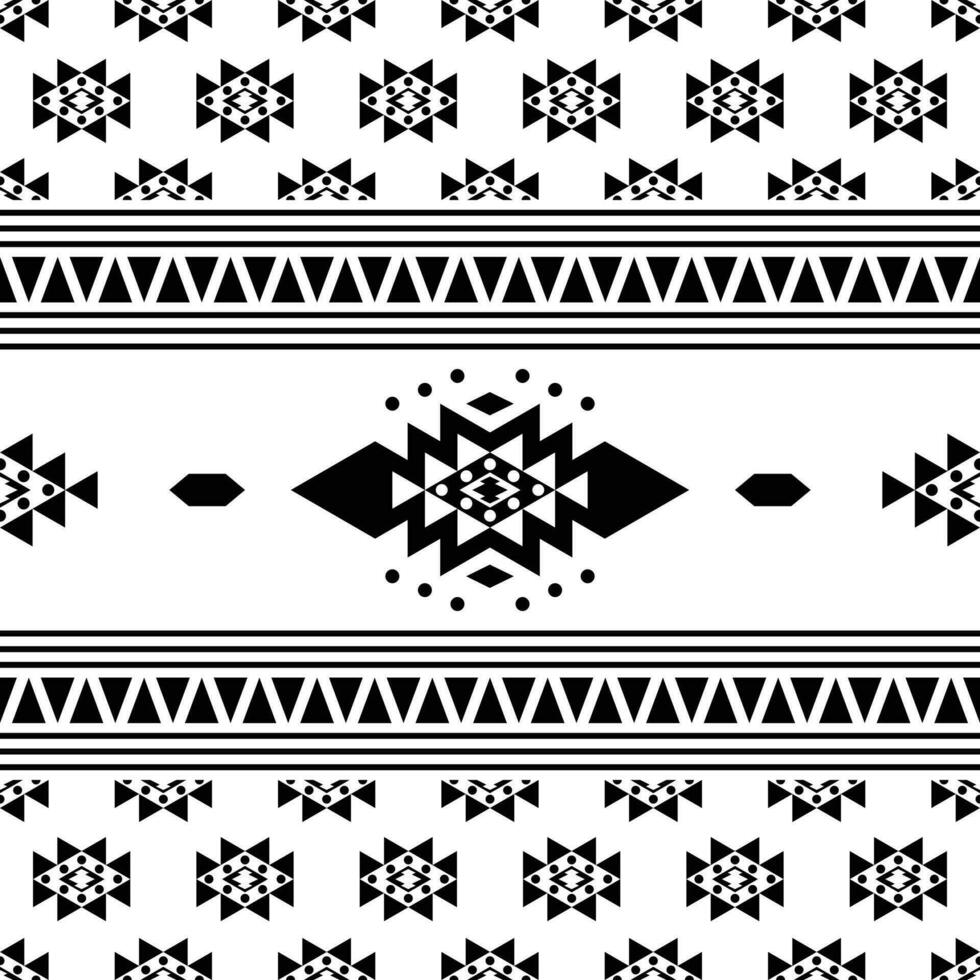 meetkundig folklore naadloos etnisch patroon. aztec en Navajo tribal stijl met inheems patroon ontwerp voor kleding stof sjabloon en shirt. zwart en wit kleuren. vector