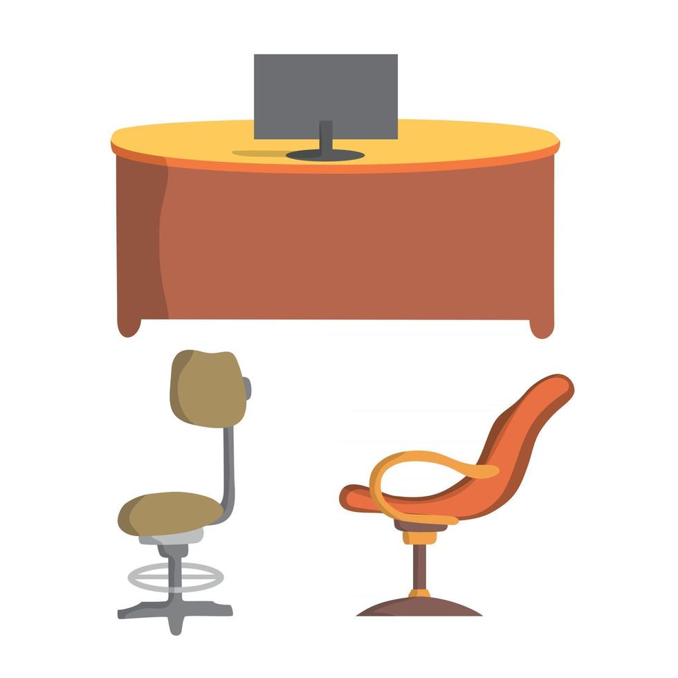 bureaustoel en bureau plat ontwerp, vectorillustratie vector