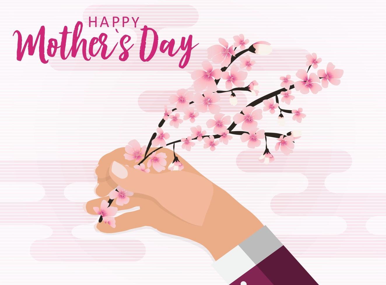 gelukkige moederdag wenskaart met sakura bloemen achtergrond. vector illustratie
