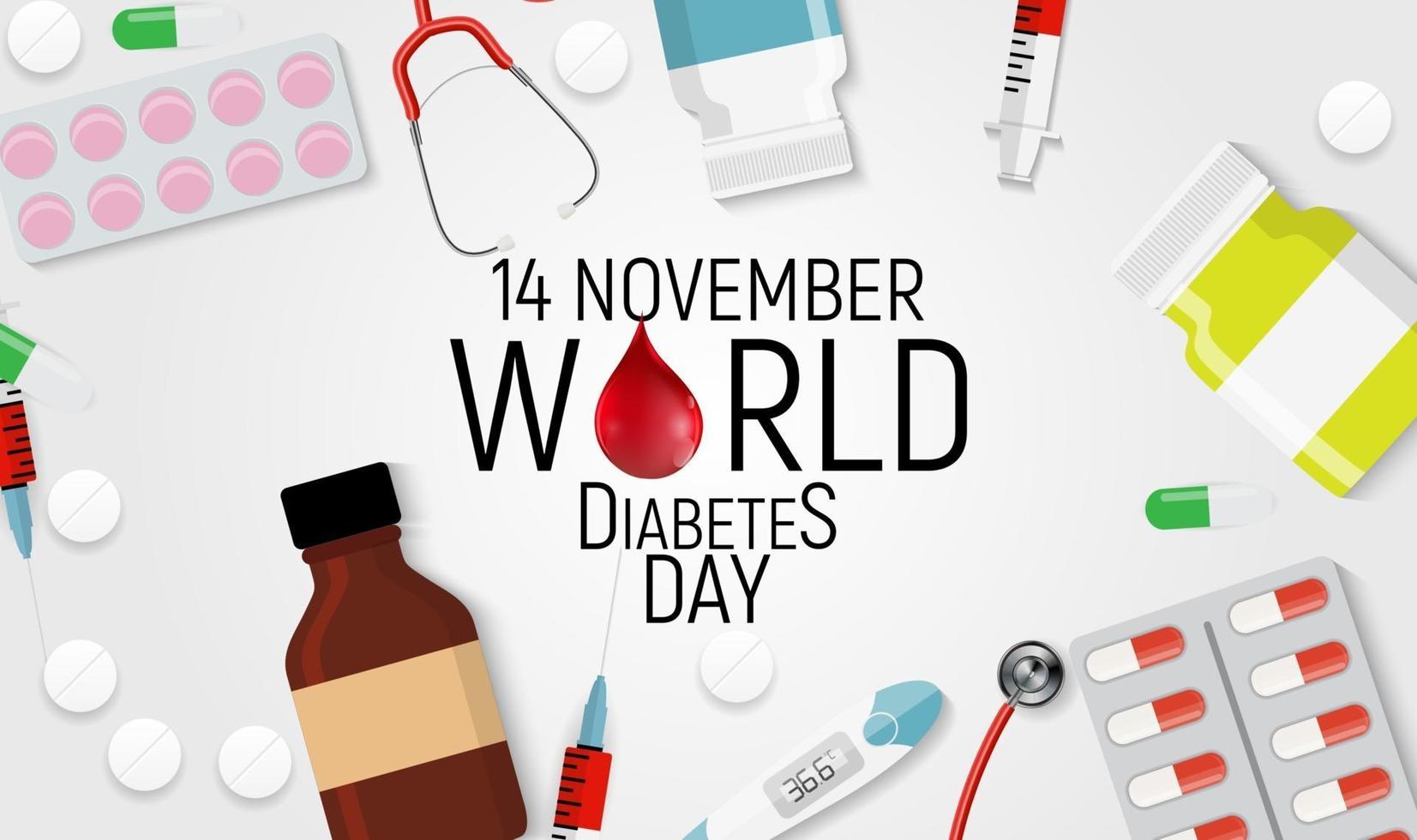 14 november. wereld diabetes dag bewustzijn achtergrond. vectorillustratie vector