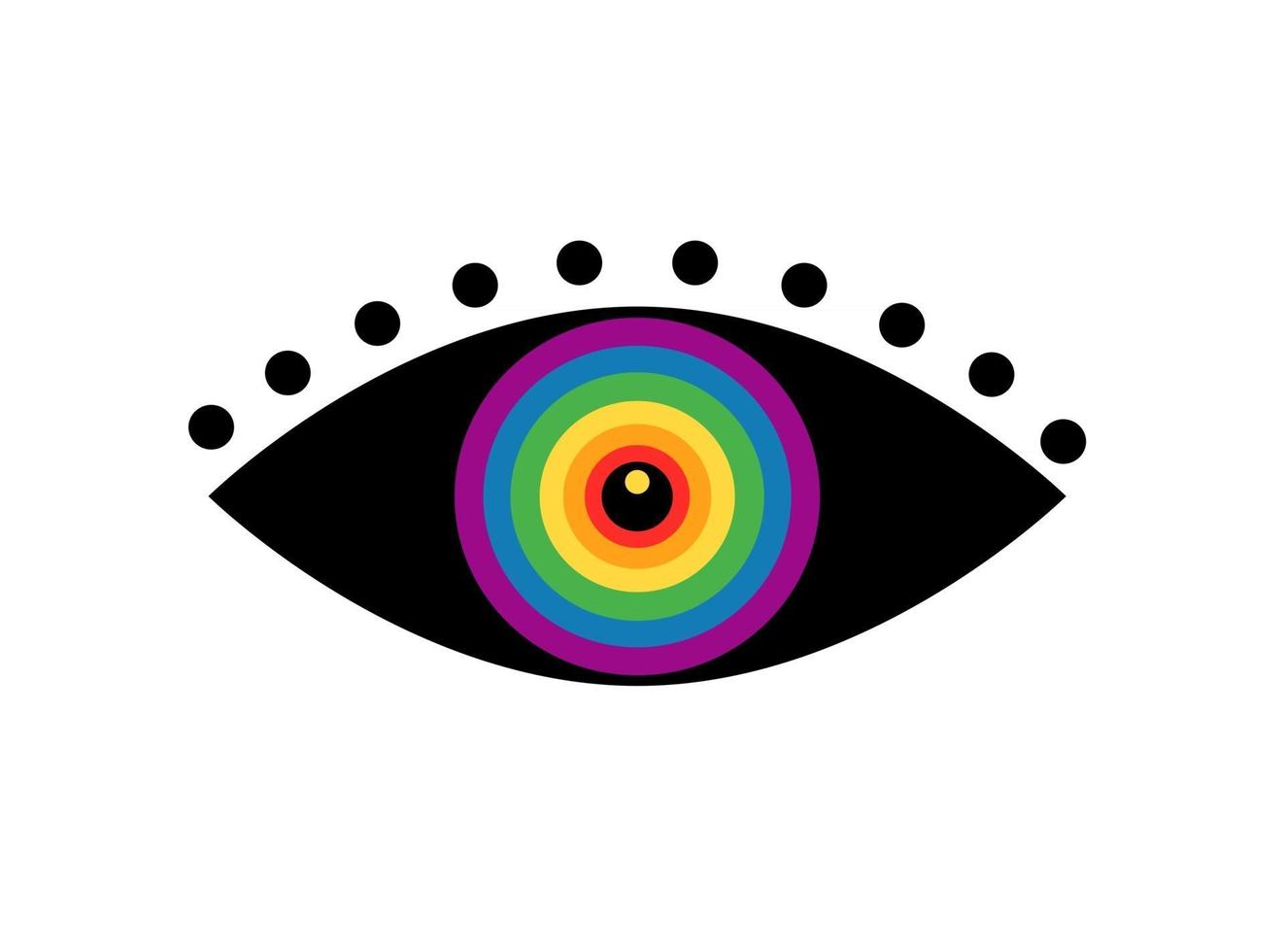 kleurrijk oog in de kleuren van trots Regenboogvlag geïsoleerd op een witte achtergrond. platte vectorillustratie. ontwerp voor spandoek, poster, wenskaart, flyer vector