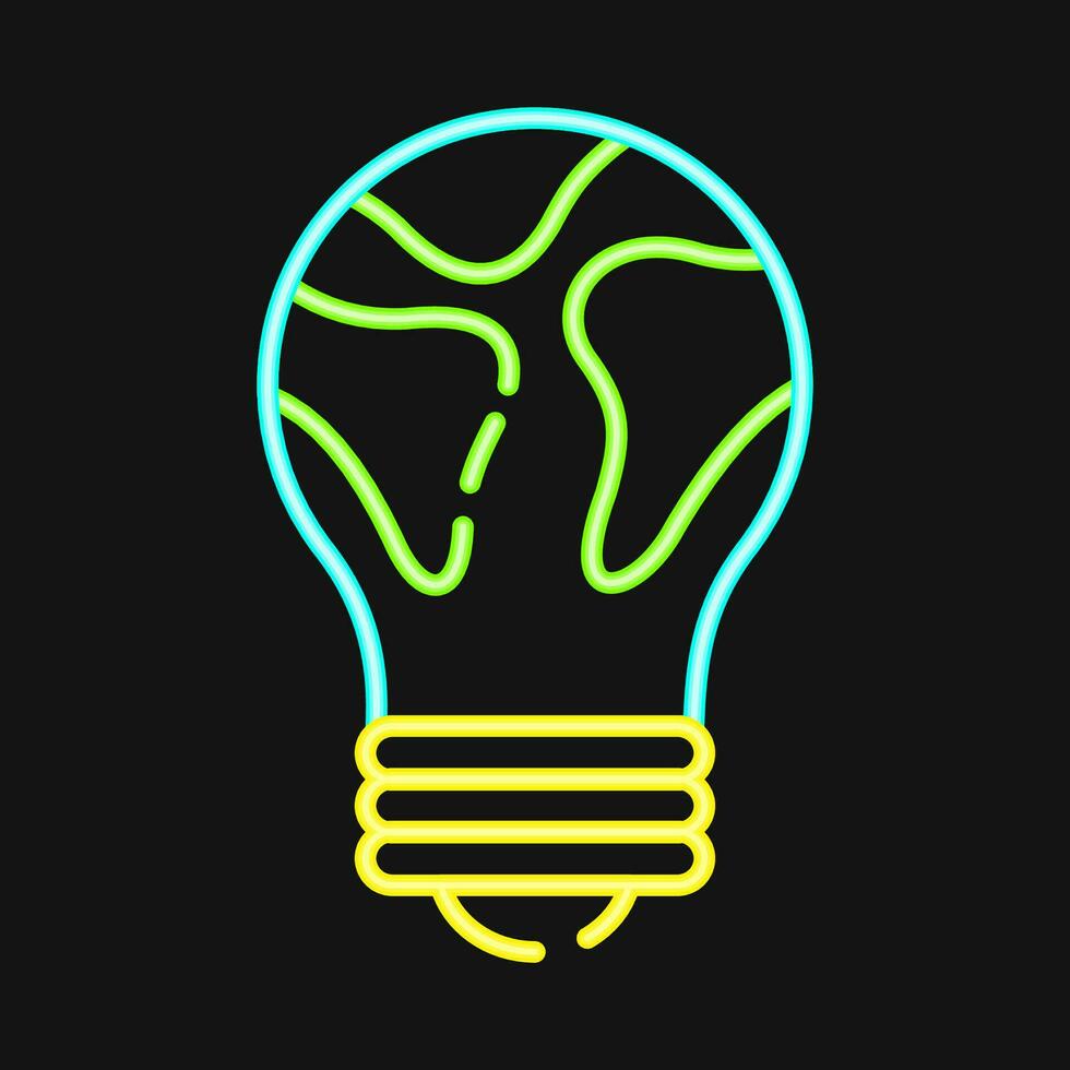 icoon aarde vorm lamp. ecologie en milieu elementen. pictogrammen in neon stijl. mooi zo voor afdrukken, affiches, logo, infografieken, enz. vector