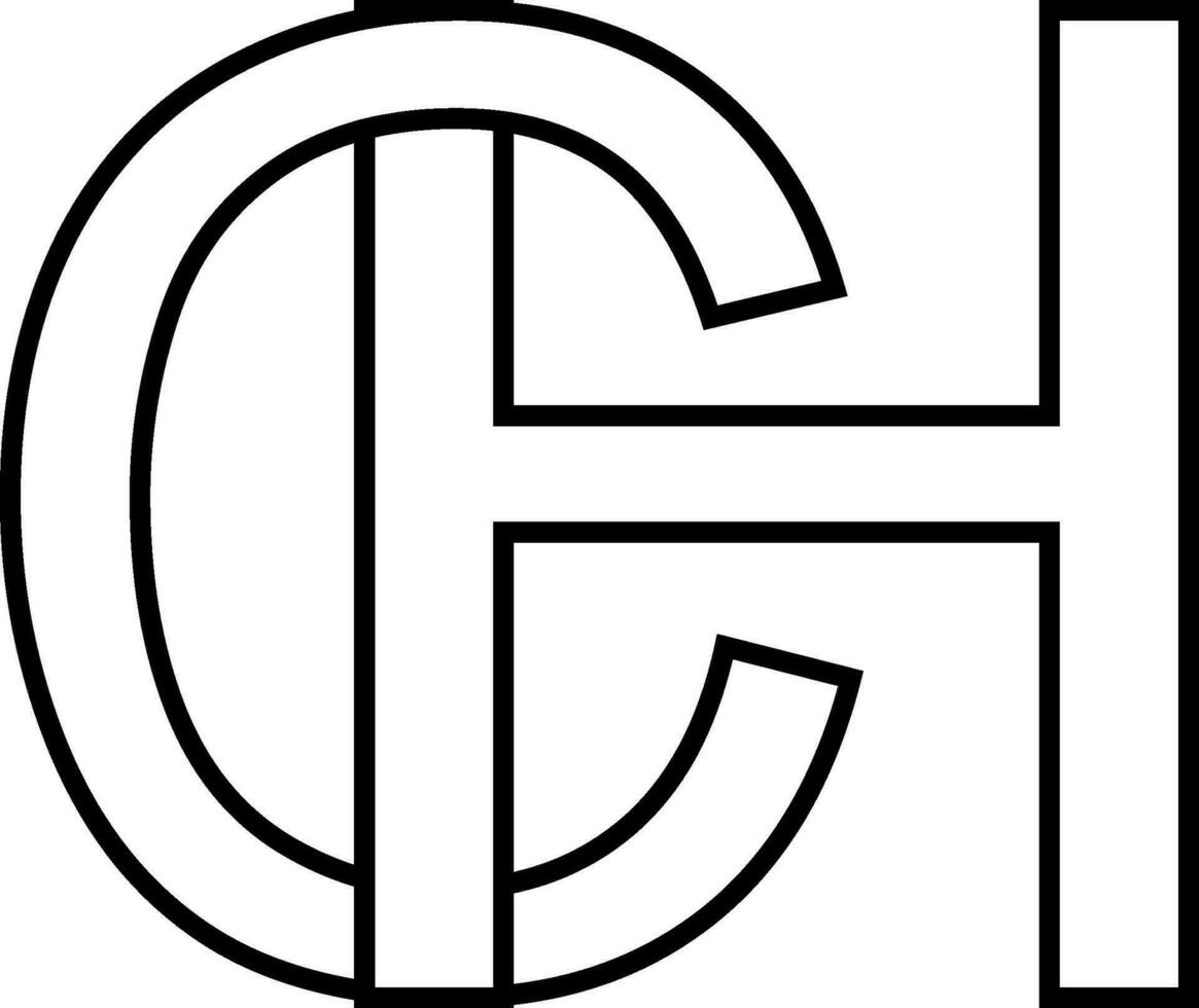 logo teken hc ch icoon teken doorweven brieven c g vector