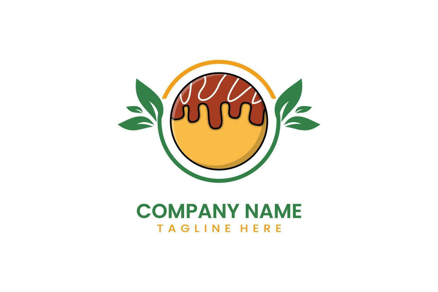 vlak natuur takoyaki logo icoon sjabloon ontwerp vector