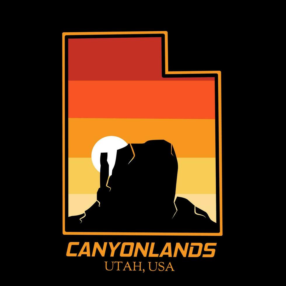 vector van Canyonlands in zonsondergang perfect voor afdrukken, t-shirt ontwerp, enz