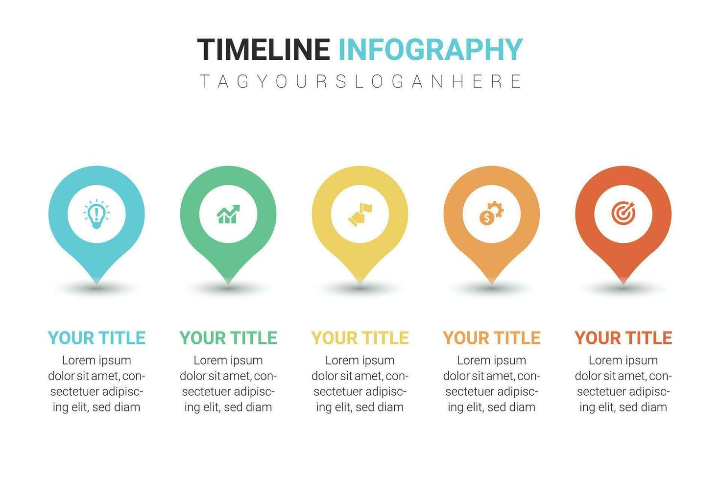 infographic kleurrijk tijdlijn 5 stap vector