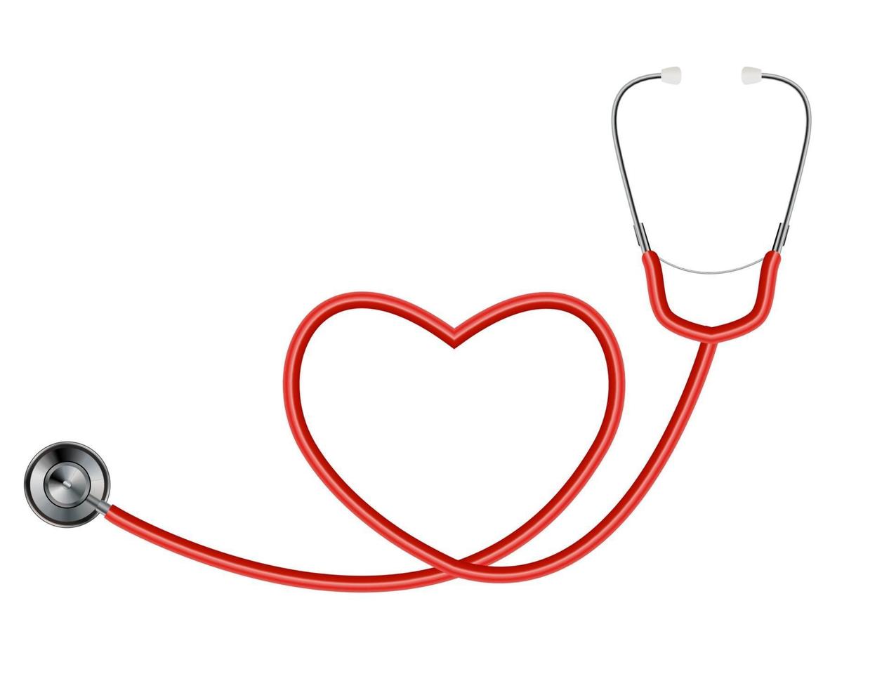 medisch hulpmiddel stethoscoop geïsoleerd op een witte achtergrond met hartsymbool. vector illustratie