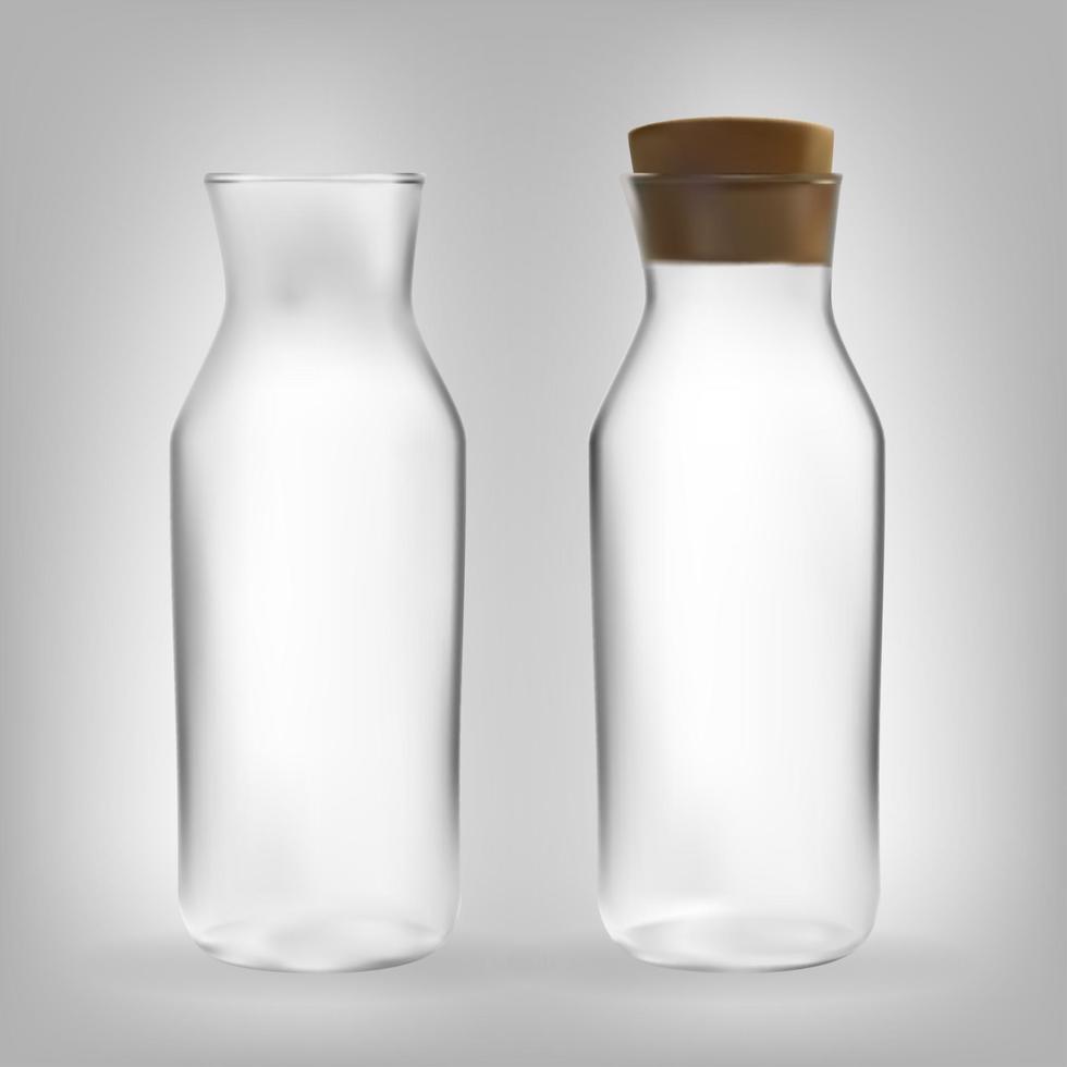 realistisch 3D-model van glazen fles met deksel. vector illustratie
