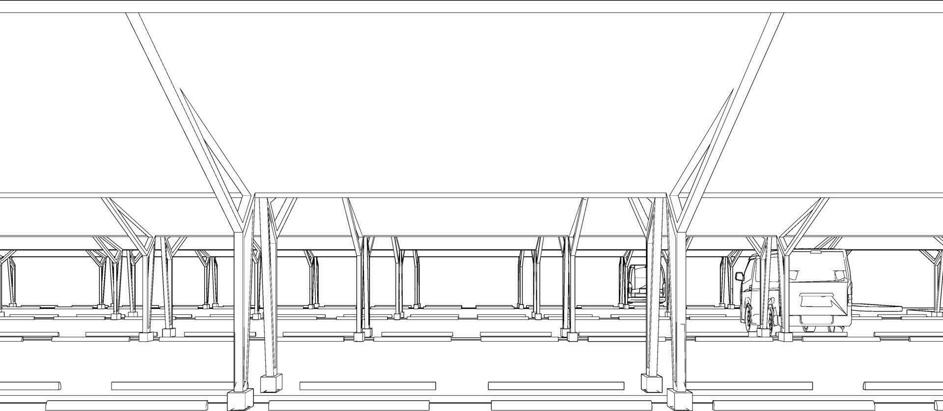 3d illustratie van parkeren en carport vector