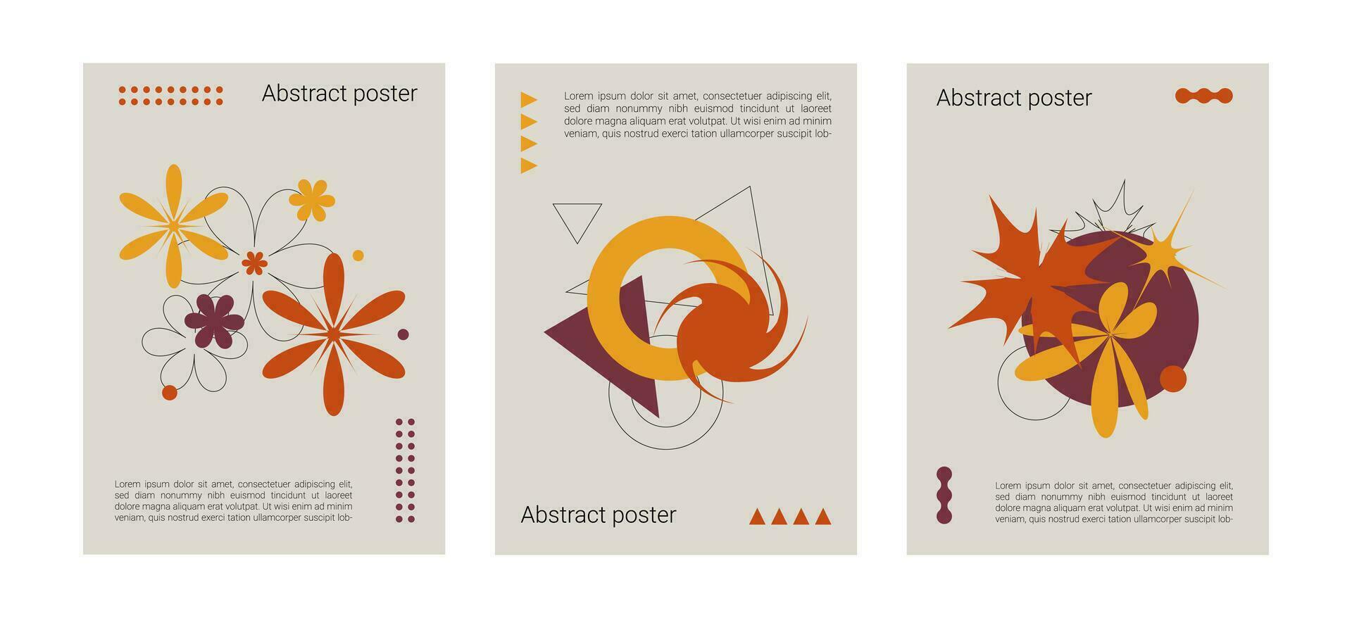 bauhaus posters met verschillend meetkundig elementen. reeks van minimaal wijnoogst meetkundig ontwerp posters vector