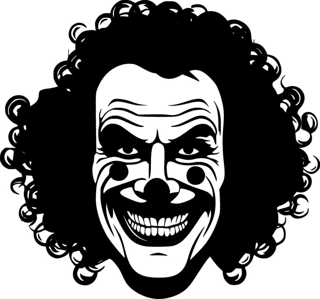 clown - zwart en wit geïsoleerd icoon - vector illustratie