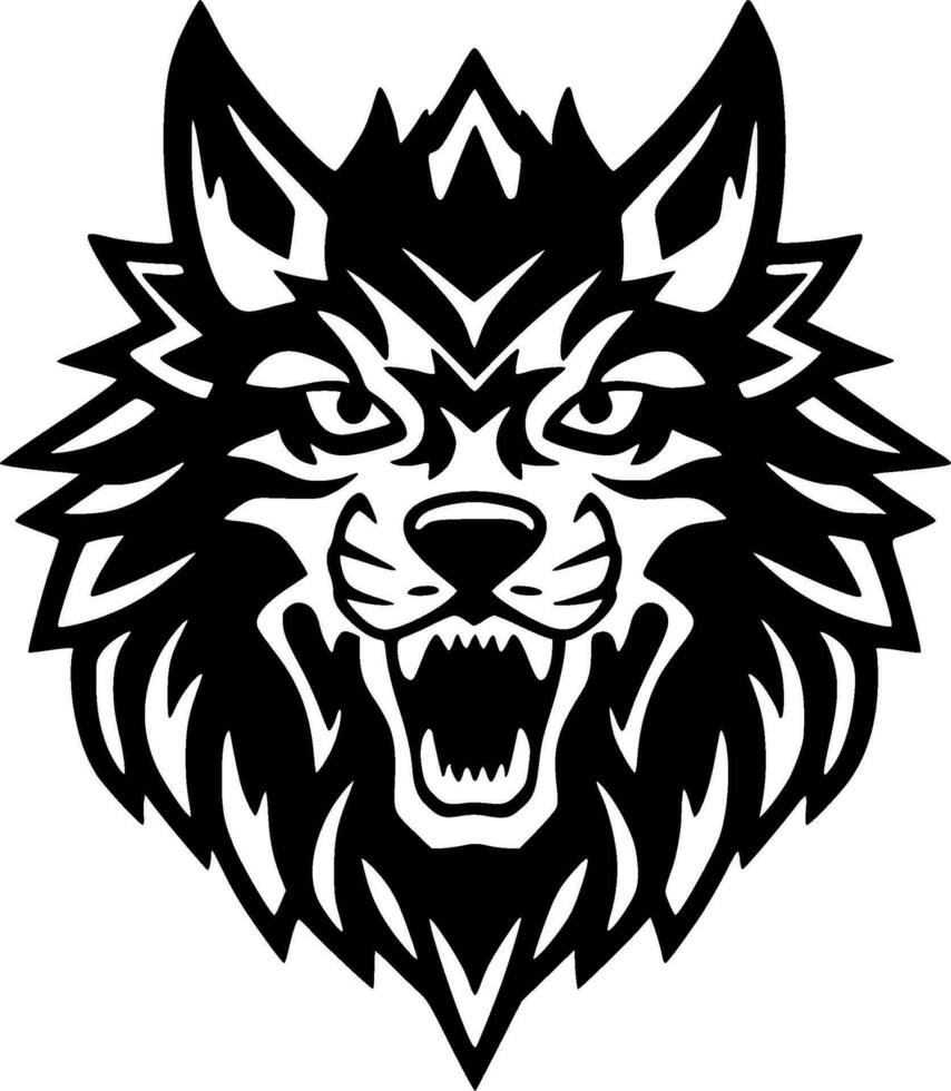 wolf - zwart en wit geïsoleerd icoon - vector illustratie