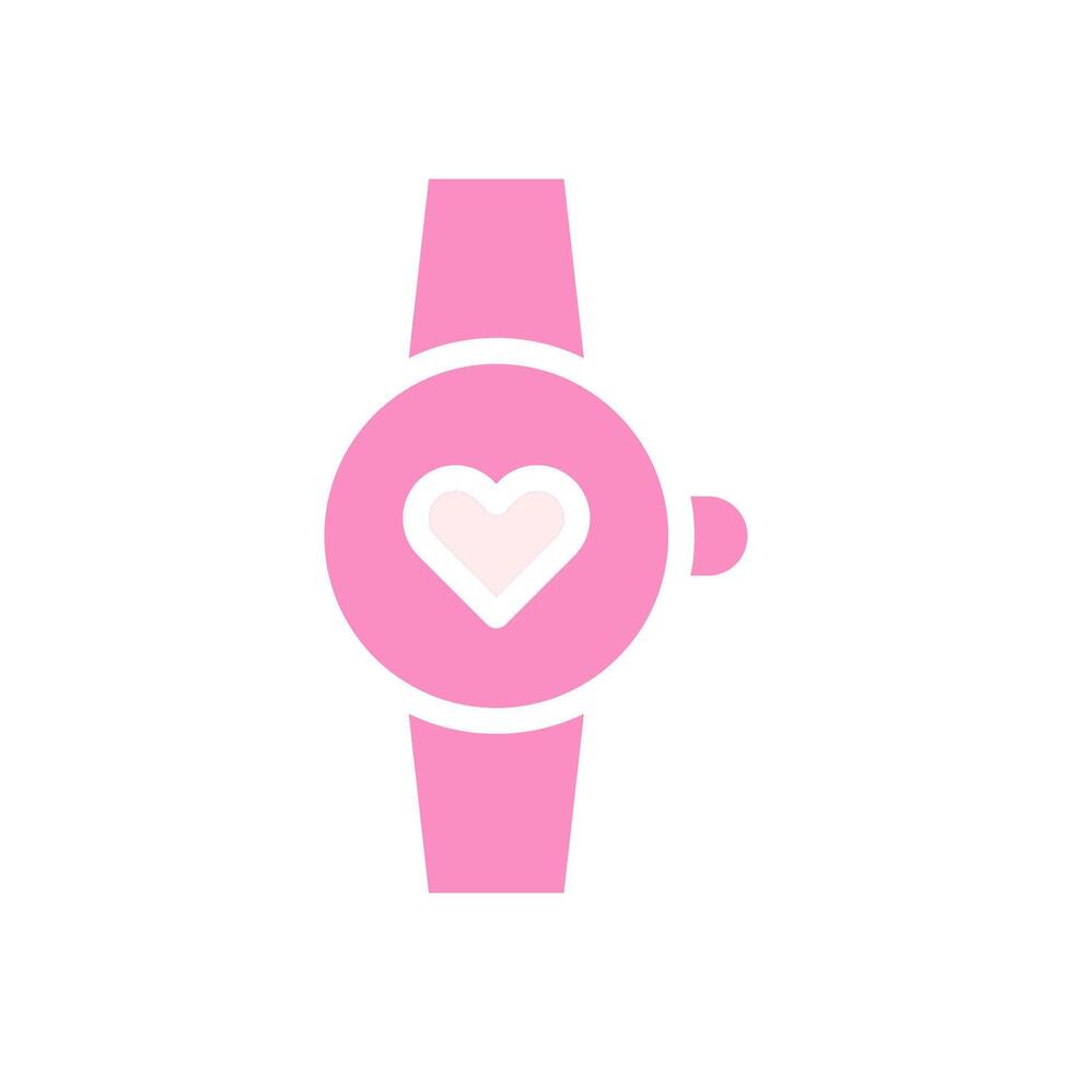 SmartWatch liefde icoon solide roze wit stijl Valentijn illustratie symbool perfect. vector