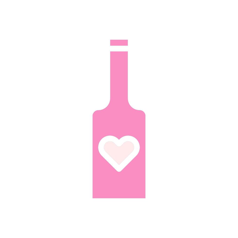 wijn liefde icoon solide roze wit stijl Valentijn illustratie symbool perfect. vector