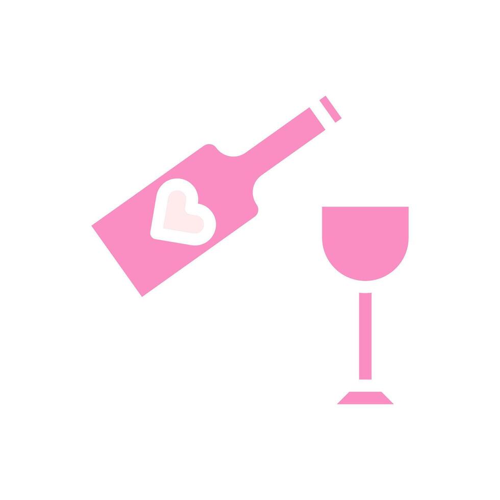 wijn liefde icoon solide roze wit stijl Valentijn illustratie symbool perfect. vector