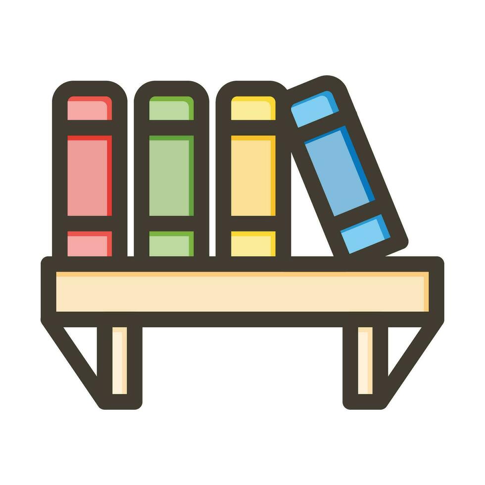 boekenplank vector dik lijn gevulde kleuren icoon voor persoonlijk en reclame gebruiken.