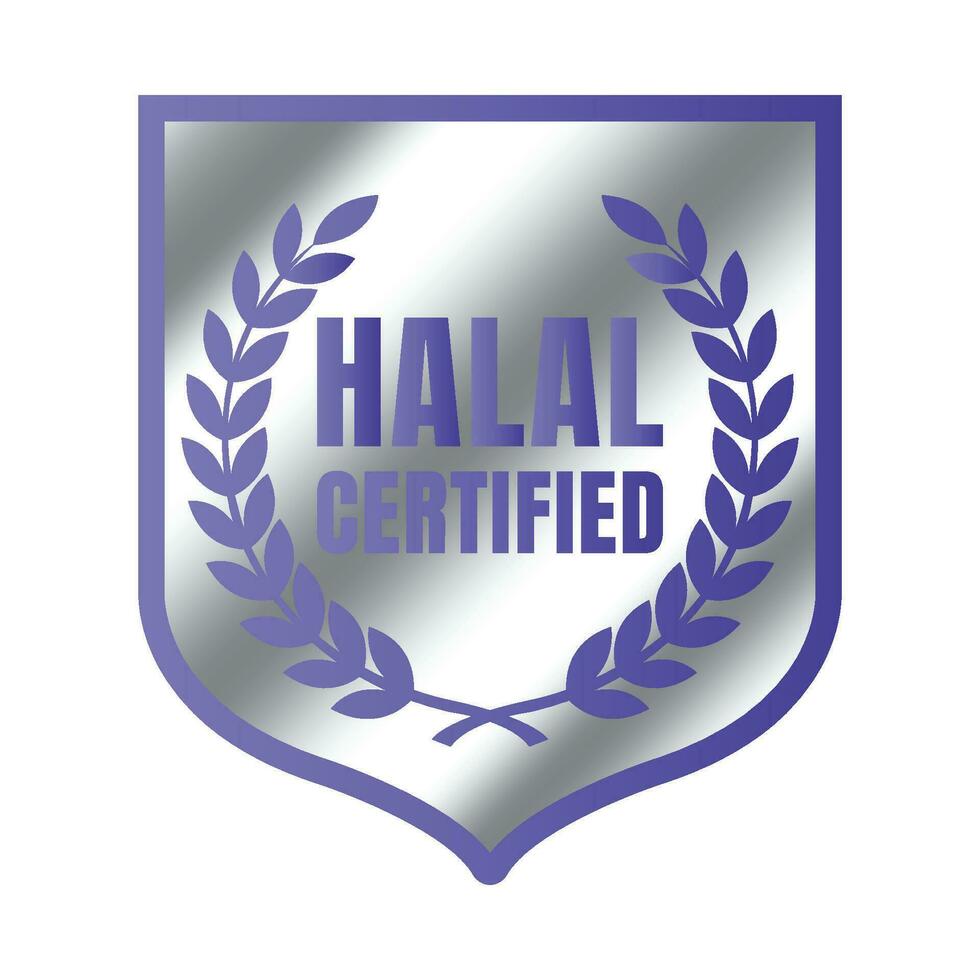 halal gecertificeerd insigne ontwerp vector, halal voedsel Product stempel, geautoriseerd halal voedsel en drinken lint postzegel etiket vector