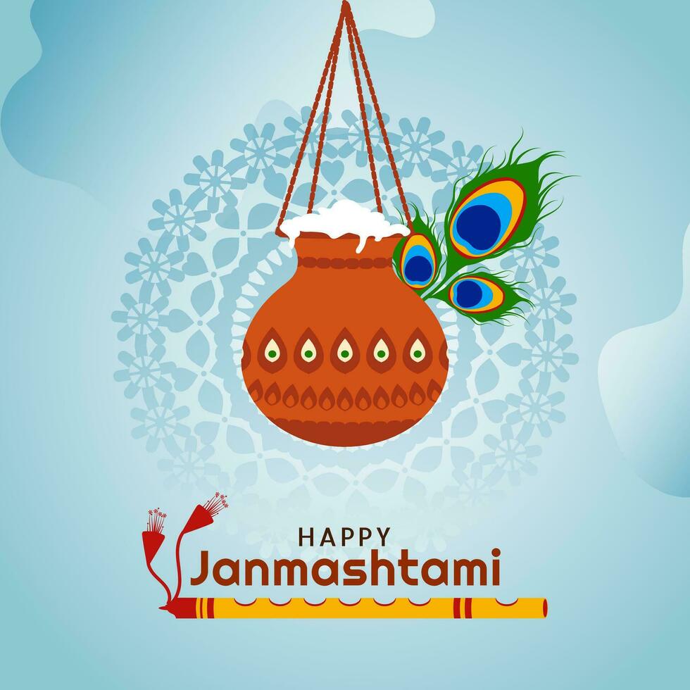 krishna janmashtami viering post met mooi decoratief achtergrond vector