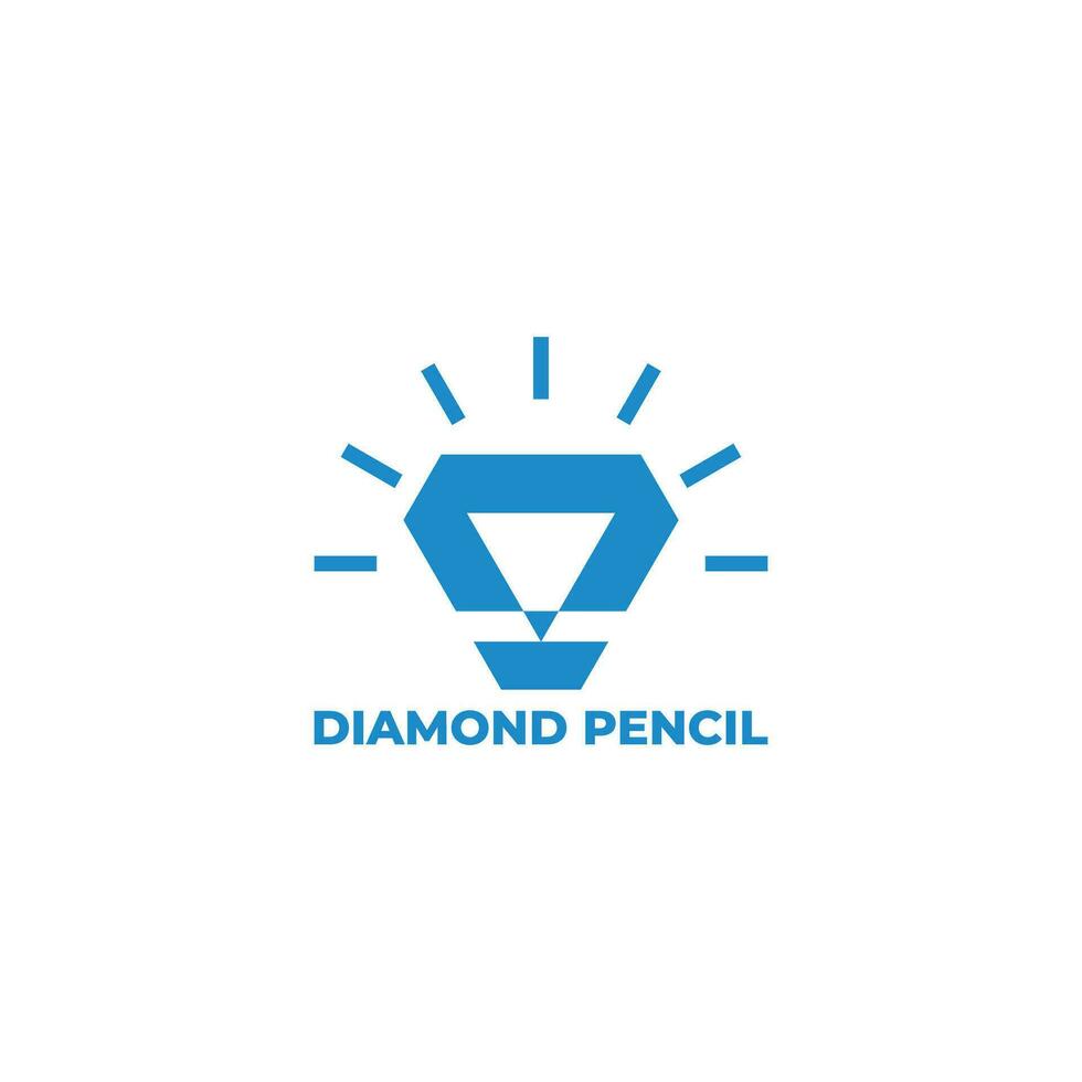 schijnen blauw diamant pen gemakkelijk meetkundig logo vector