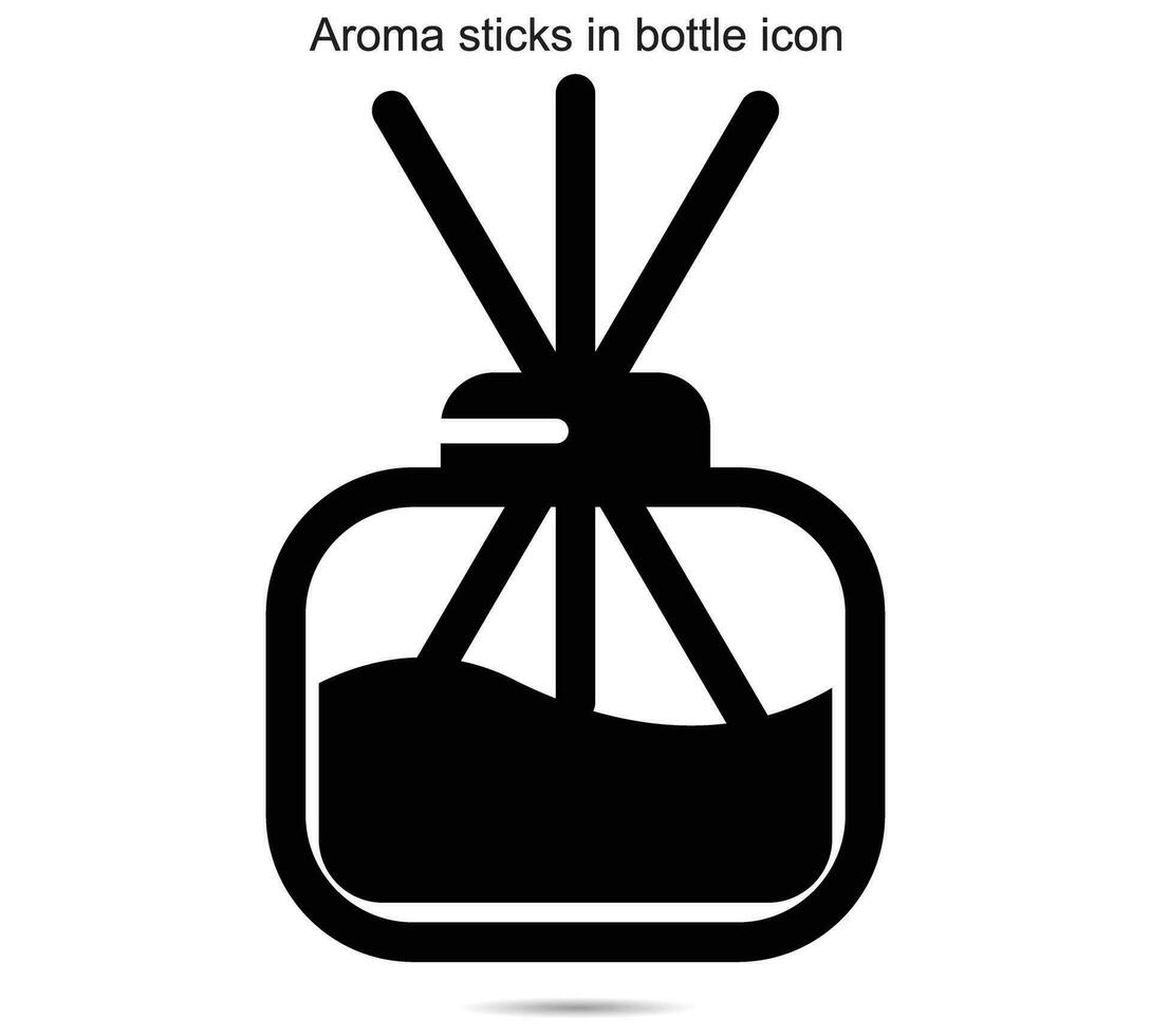 aroma stokjes in fles icoon, vector illustratie.