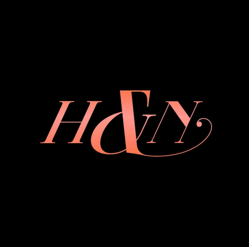 h en n typografie vector monogram in schoonschrift stijl.