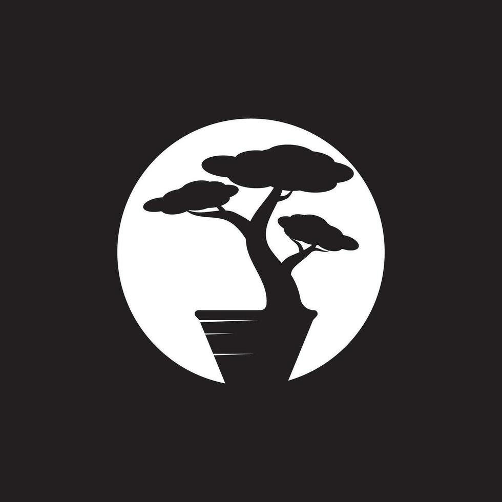 bonsai logo ontwerp. Japans mini klein fabriek boom silhouet logo ontwerp vector