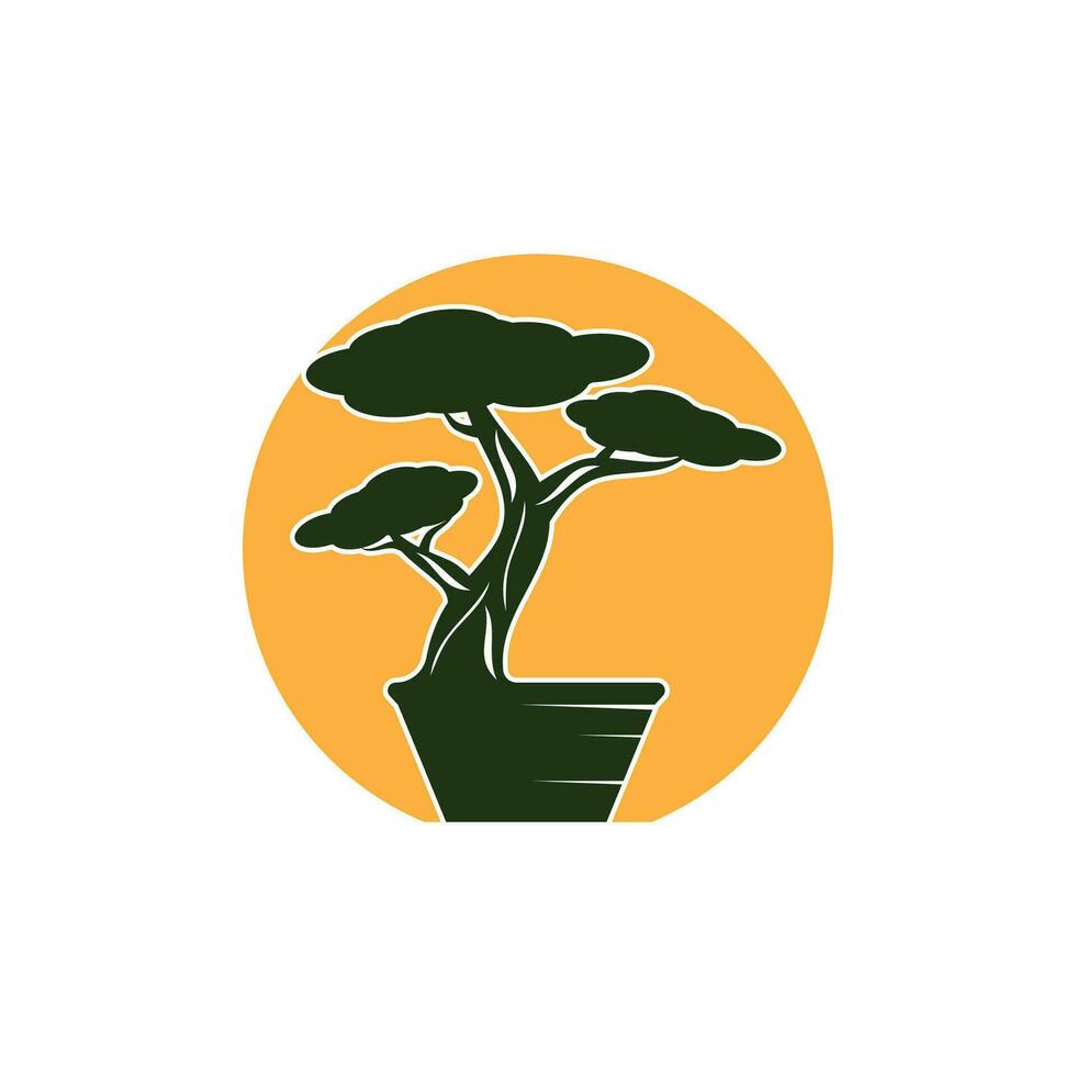 bonsai logo ontwerp. Japans mini klein fabriek boom silhouet logo ontwerp vector