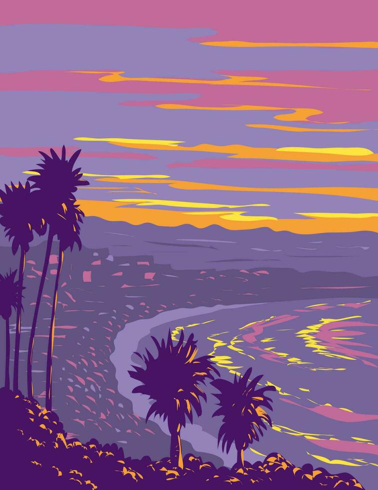 malibu strand west van los angeles provincie Californië wpa poster kunst vector