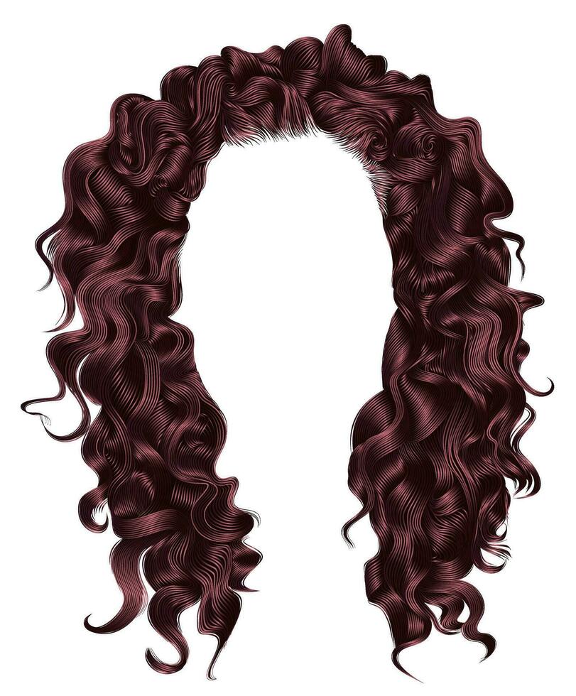lang gekruld haren roze koper kleuren . schoonheid mode stijl . pruik . vector