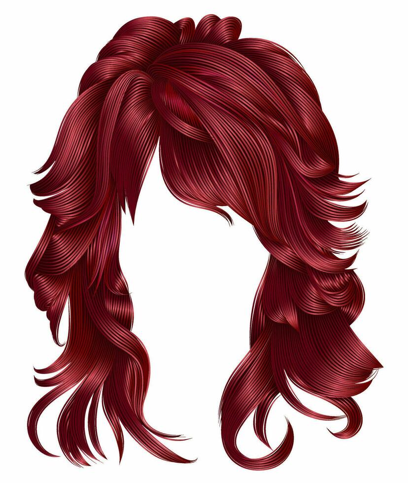 modieus vrouw lang haren rood kleuren .schoonheid mode . realistisch 3d vector