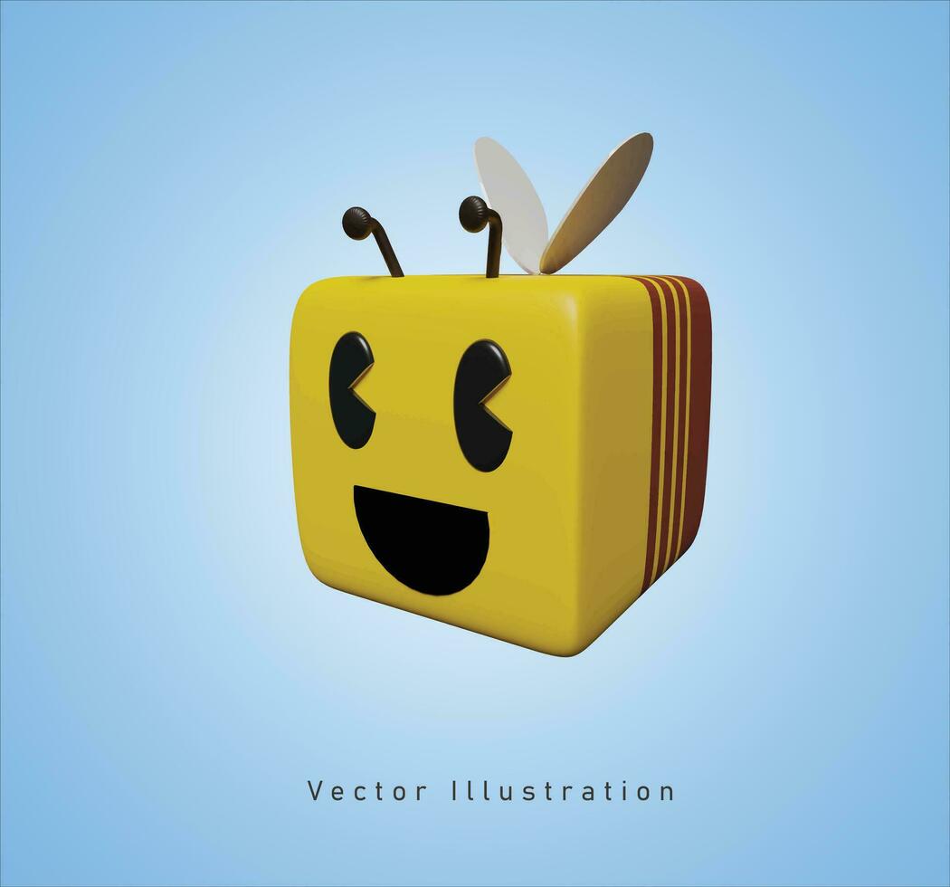 bij kubus vorm in 3d vector illustratie