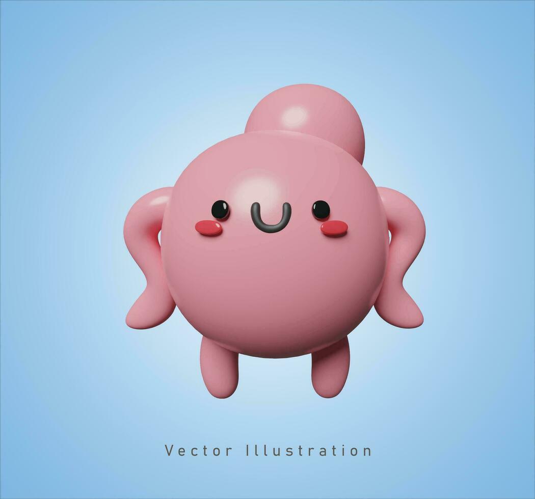 schattig roze karakter in 3d vector illustratie