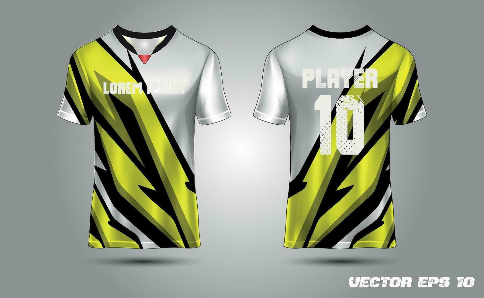 t-shirt sport Jersey ontwerp sjabloon met meetkundig halftone achtergrond. sport uniform in voorkant visie. overhemd bespotten omhoog voor sport club. vector