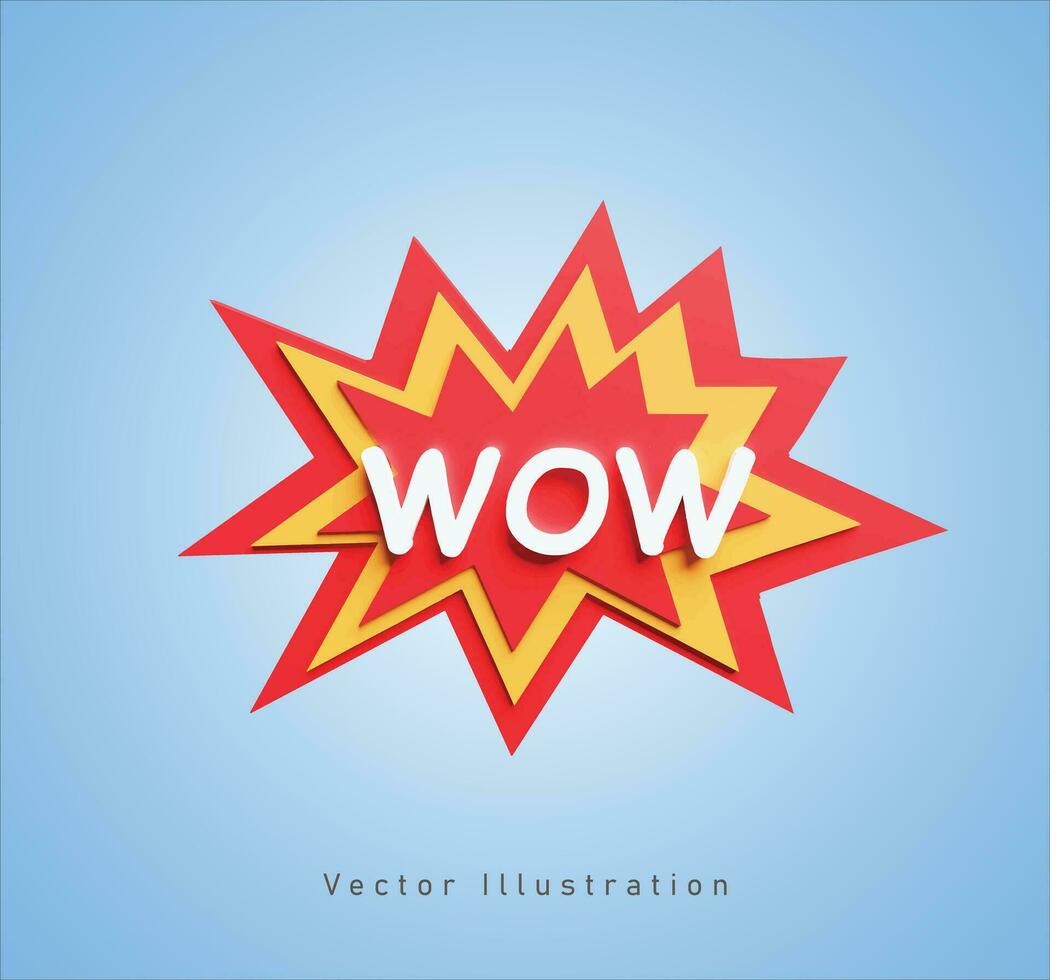 Wauw tekst effect in 3d vector illustratie